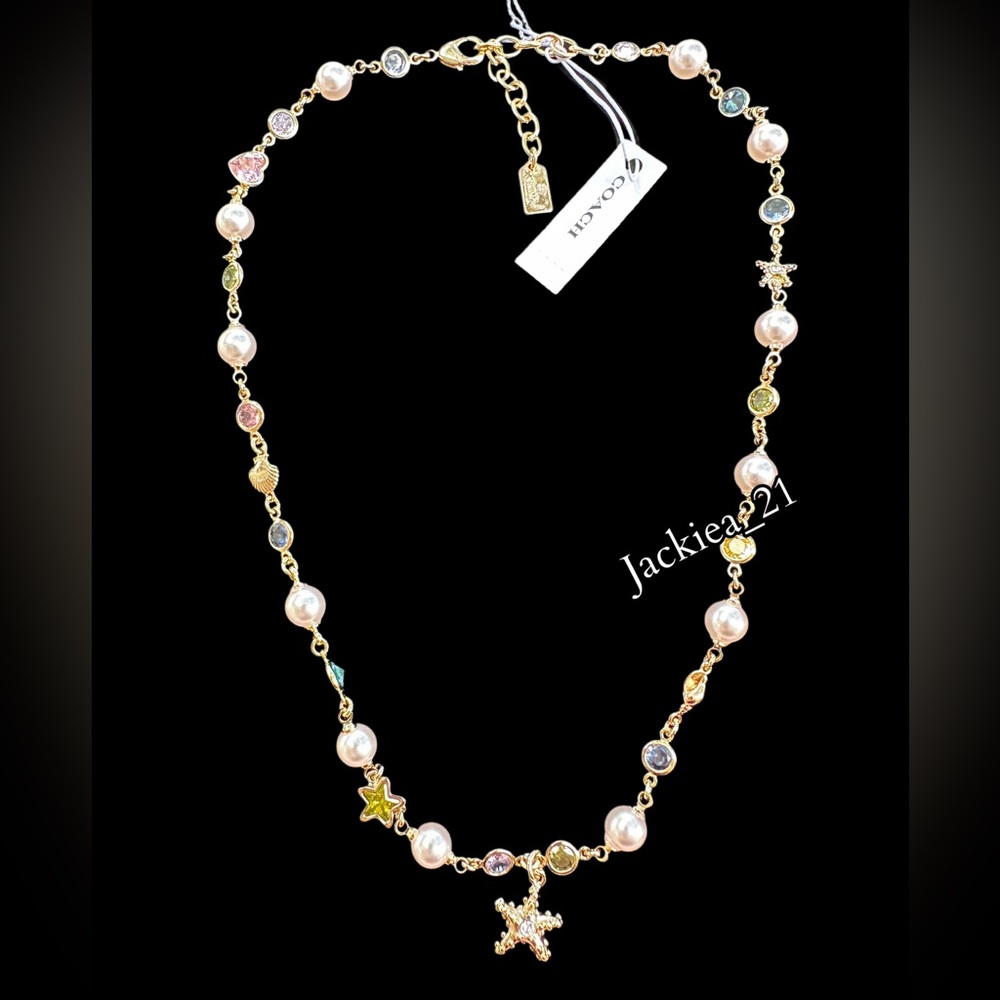 💙❤️ Coach Gold and Pearl Star Charm Necklace - Picture 2 of 6